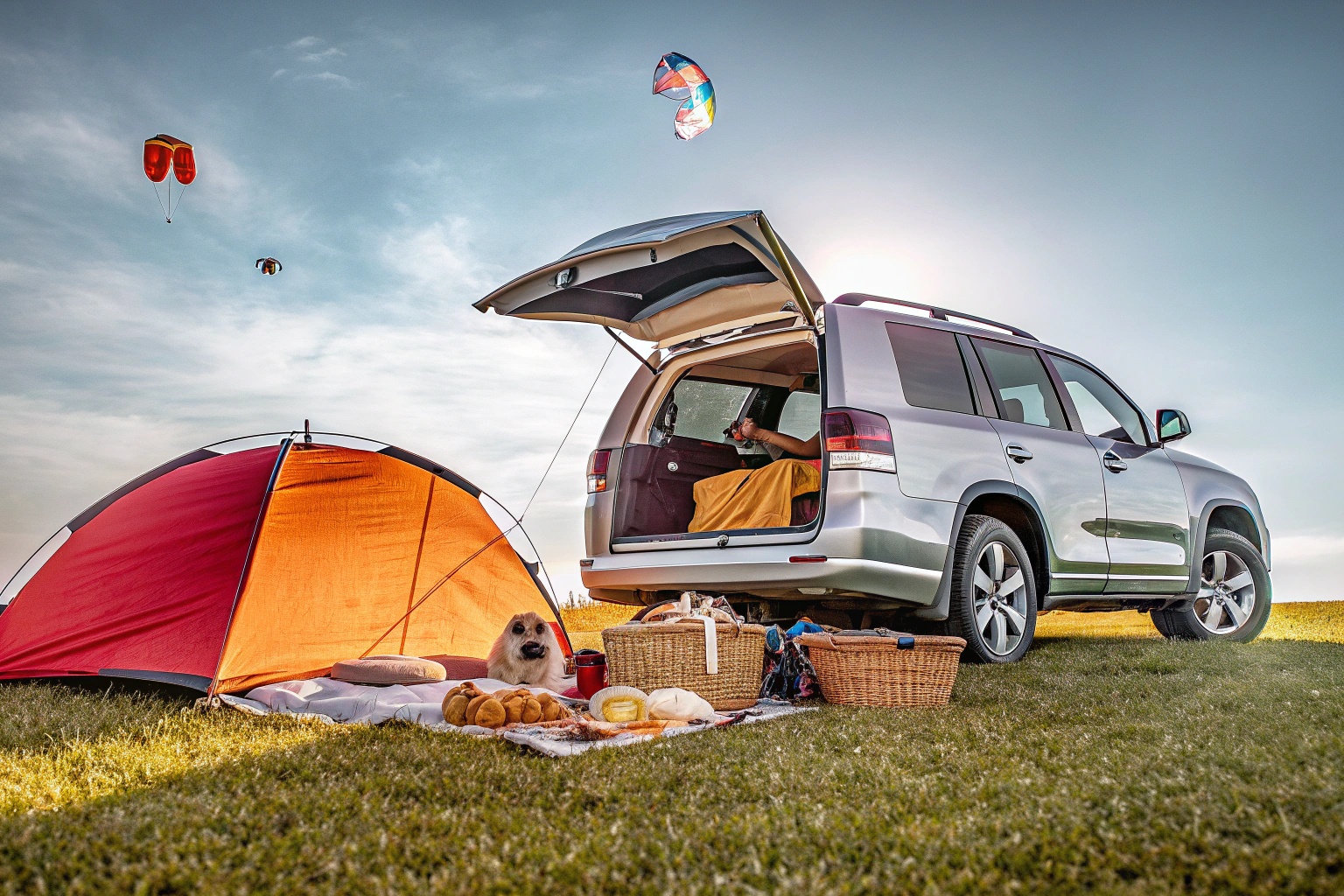 SUV mit Heckzelt beim Picknick