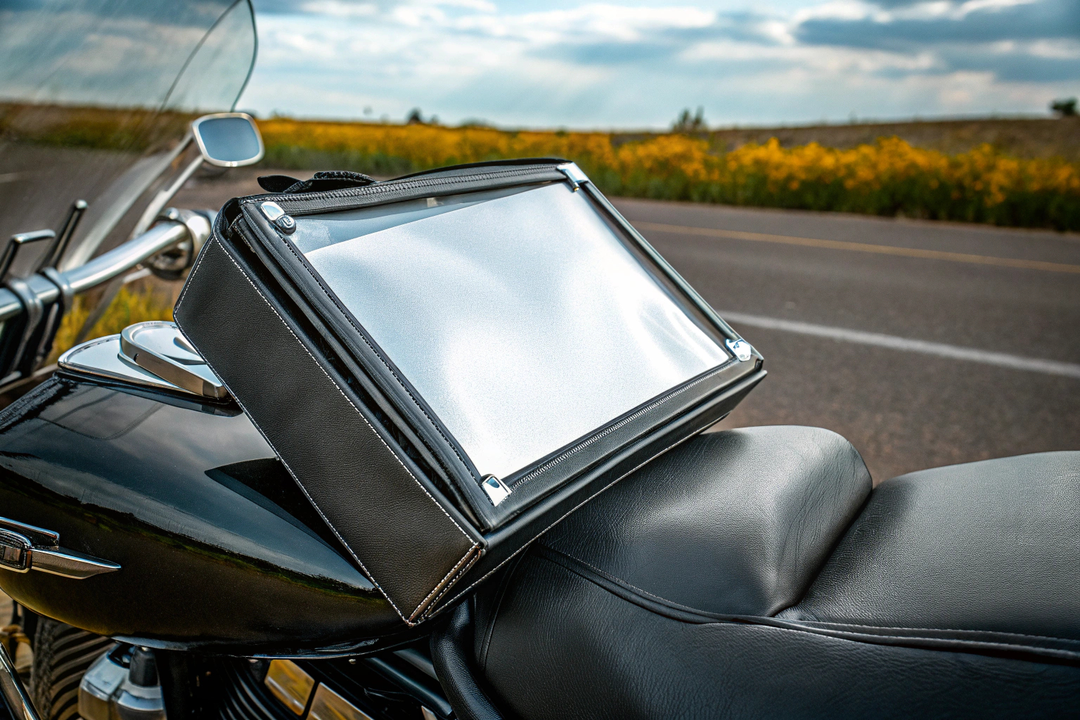 Frentree Fahrzeugschein Hülle auf einem Motorrad