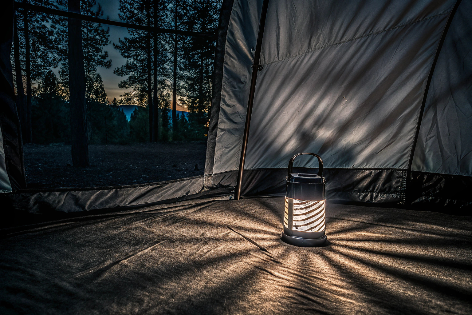 Eine LED Campinglampe mit Ventilator, die Licht und frische Luft im Zelt bietet. Campinglampe mit Ventilator