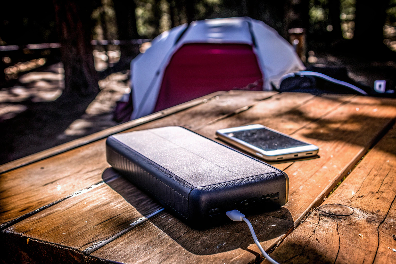 Solar PowerBank beim Aufladen