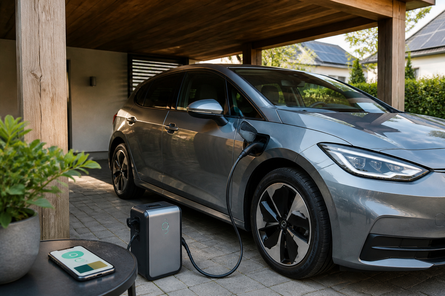 App-Steuerung einer mobilen Wallbox beim Elektroauto