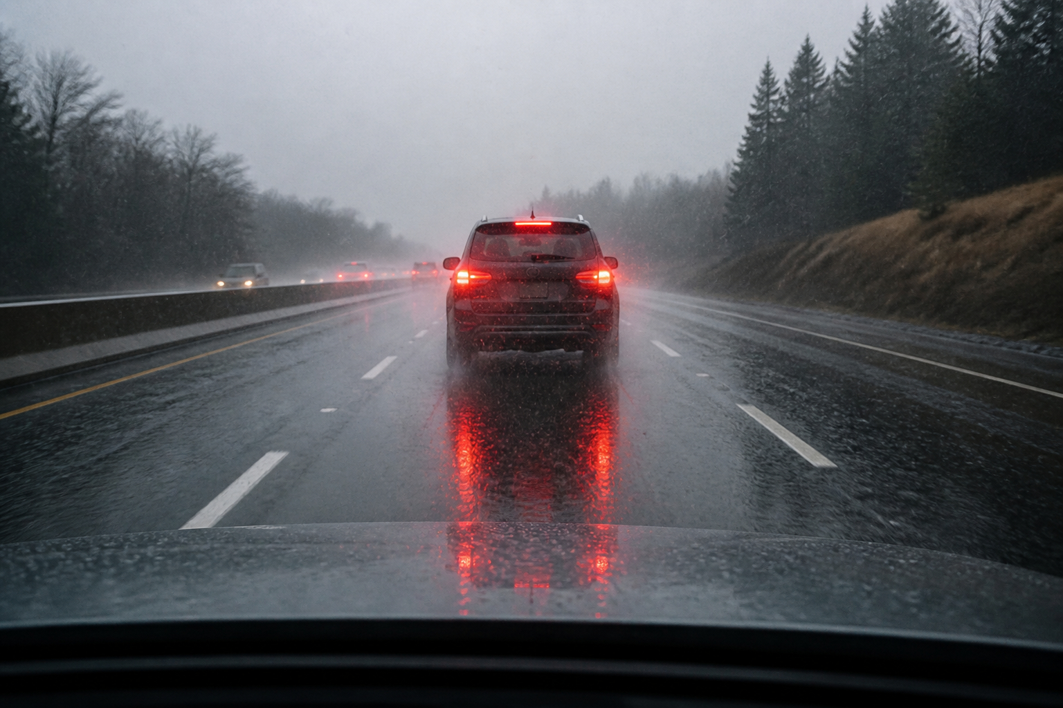 Sicherheitsabstand mit Abstandsregeltempomat bei Regen