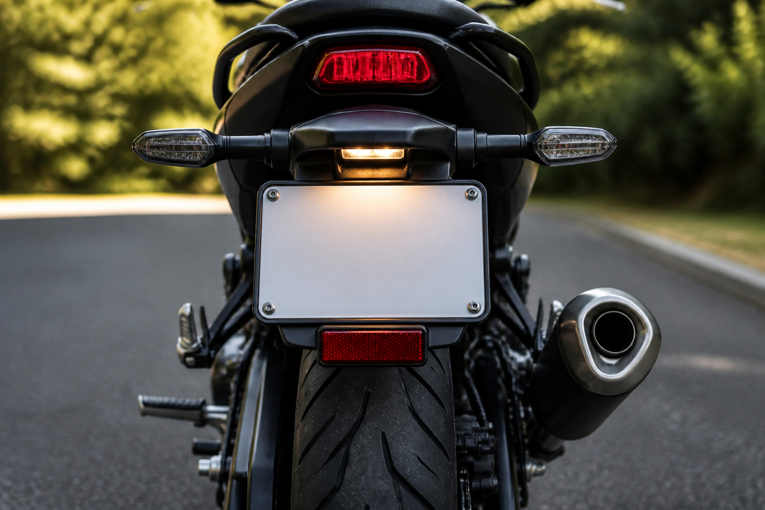 Kennzeichenhalter und Rückstrahler am Motorrad vor der HU prüfen