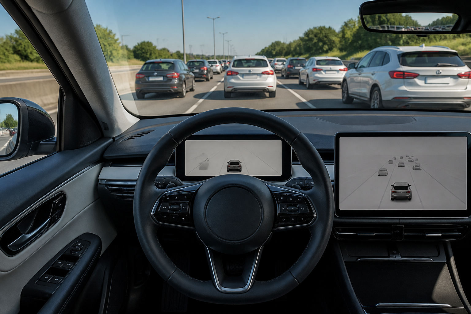 Abstandsregeltempomat im Stau bei einem modernen Auto