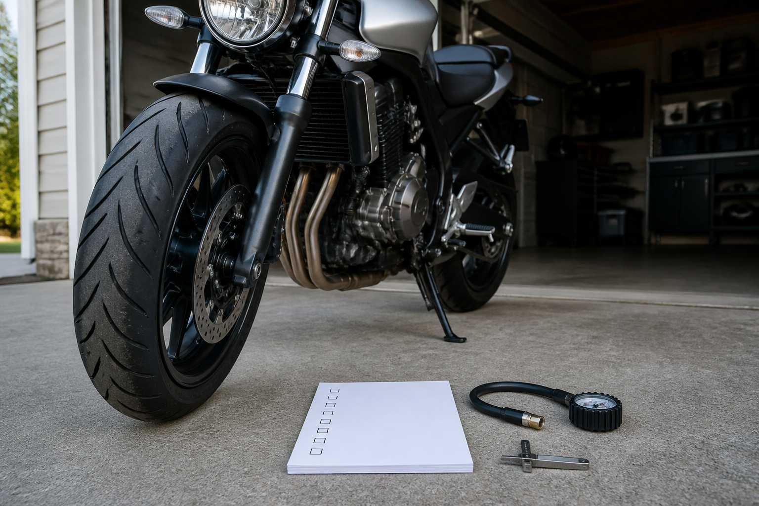 Checkliste für DOT-Nummer Profiltiefe und Luftdruck am Motorrad