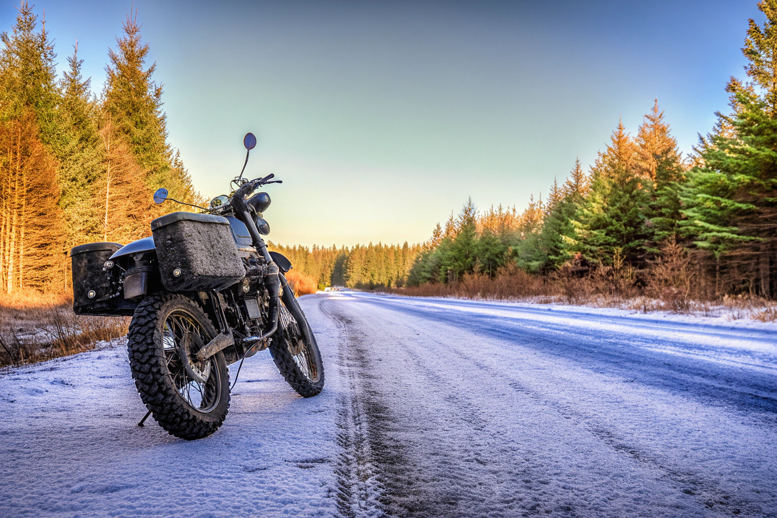 Motorradfahrer mit Beintasche