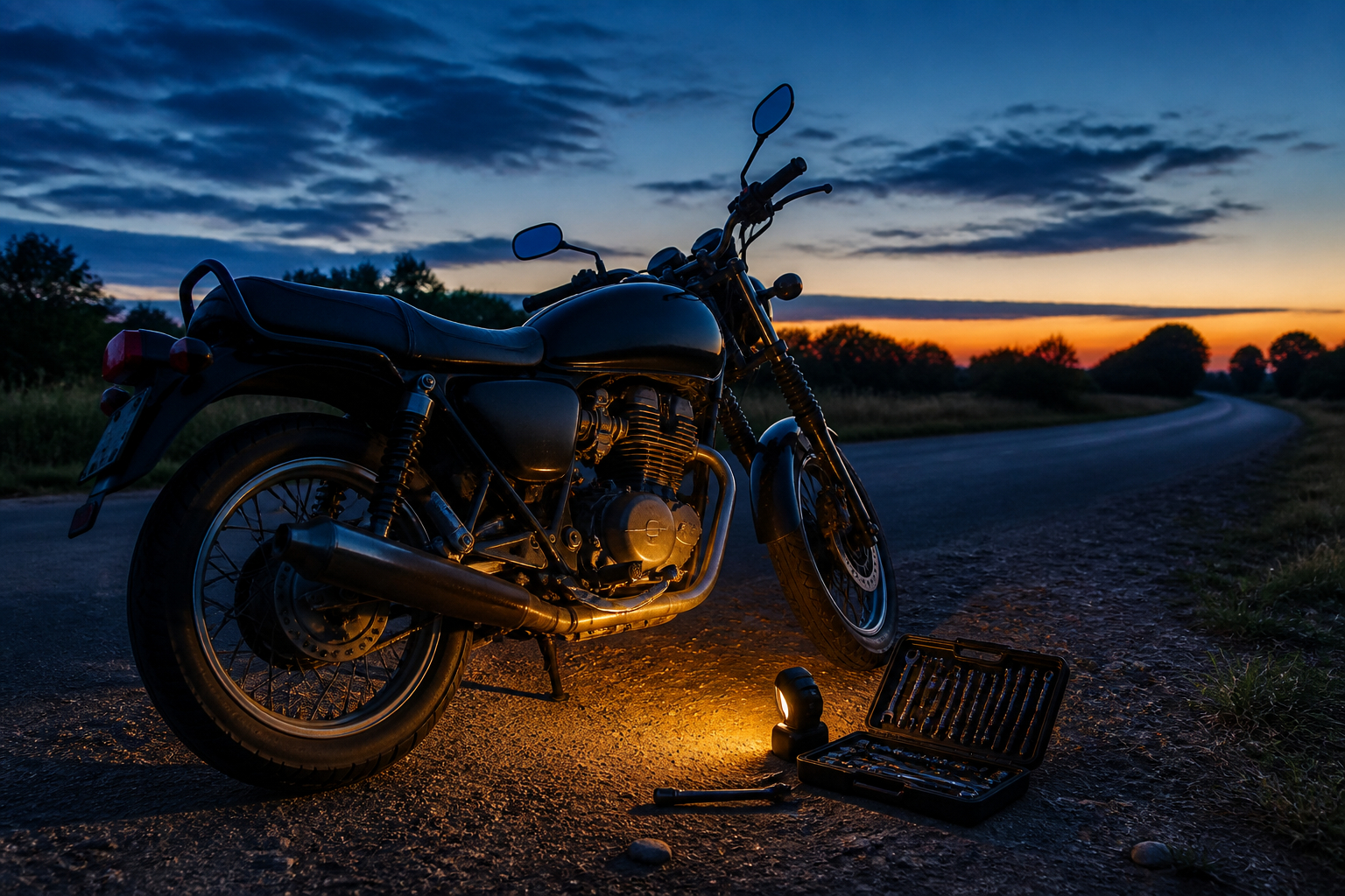 Mobiles Motorradwerkzeug für Reparaturen unterwegs