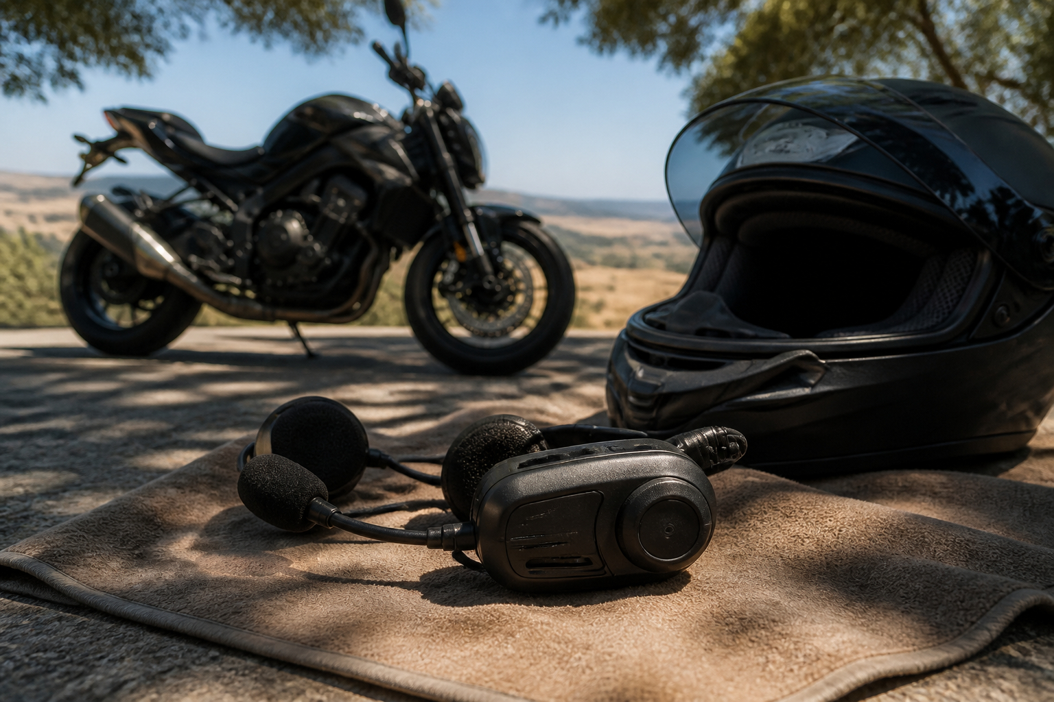 Motorrad Bluetooth Headset bei Sommerhitze abkühlen lassen