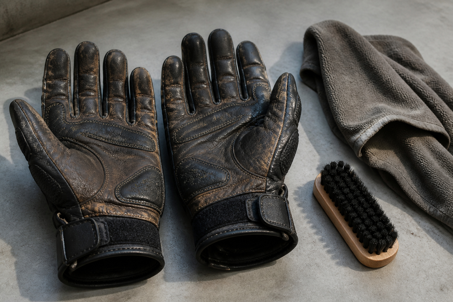 Motorradhandschuhe reinigen und auf Schäden kontrollieren