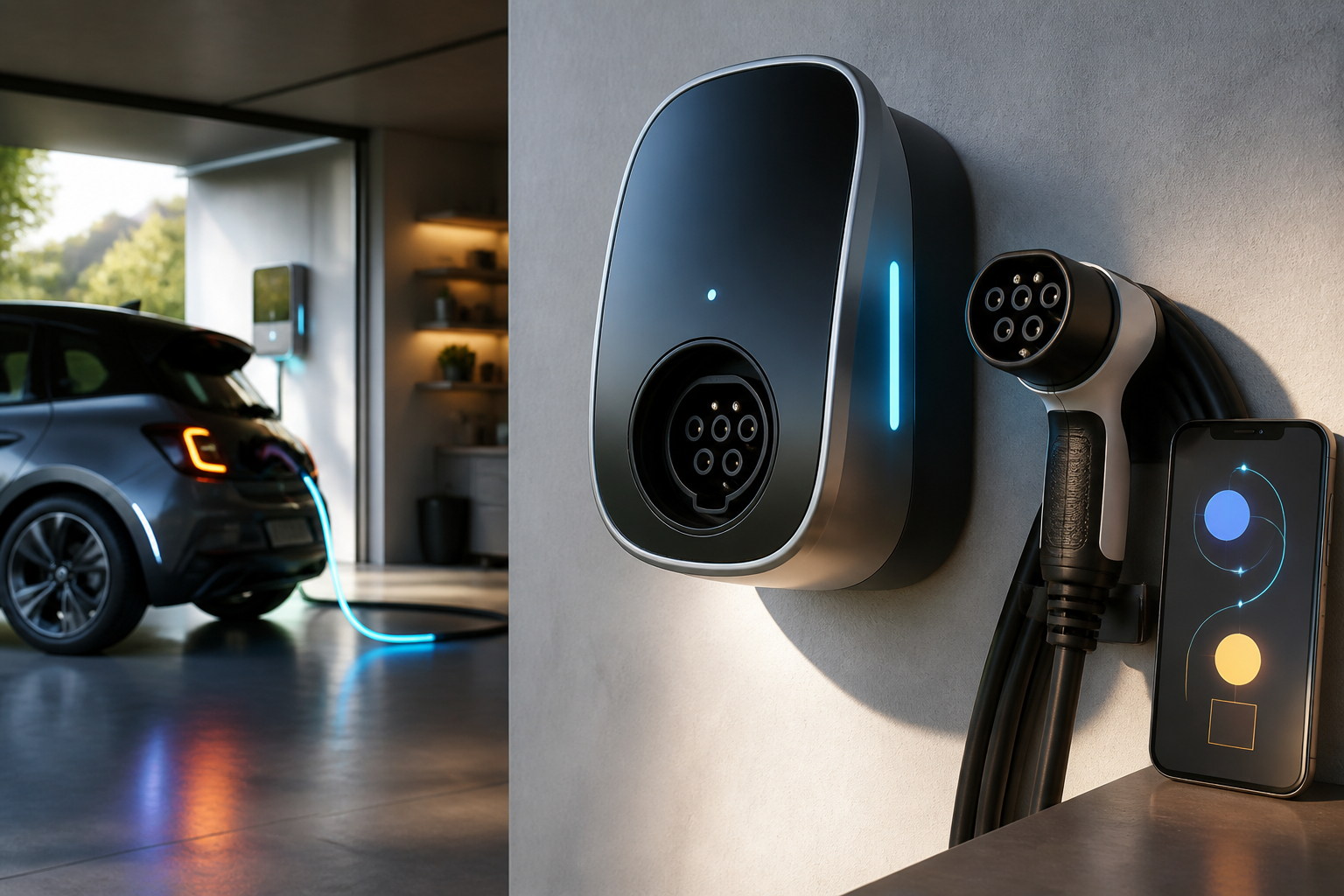 Smarte Wallbox mit App und Typ 2 Ladekabel
