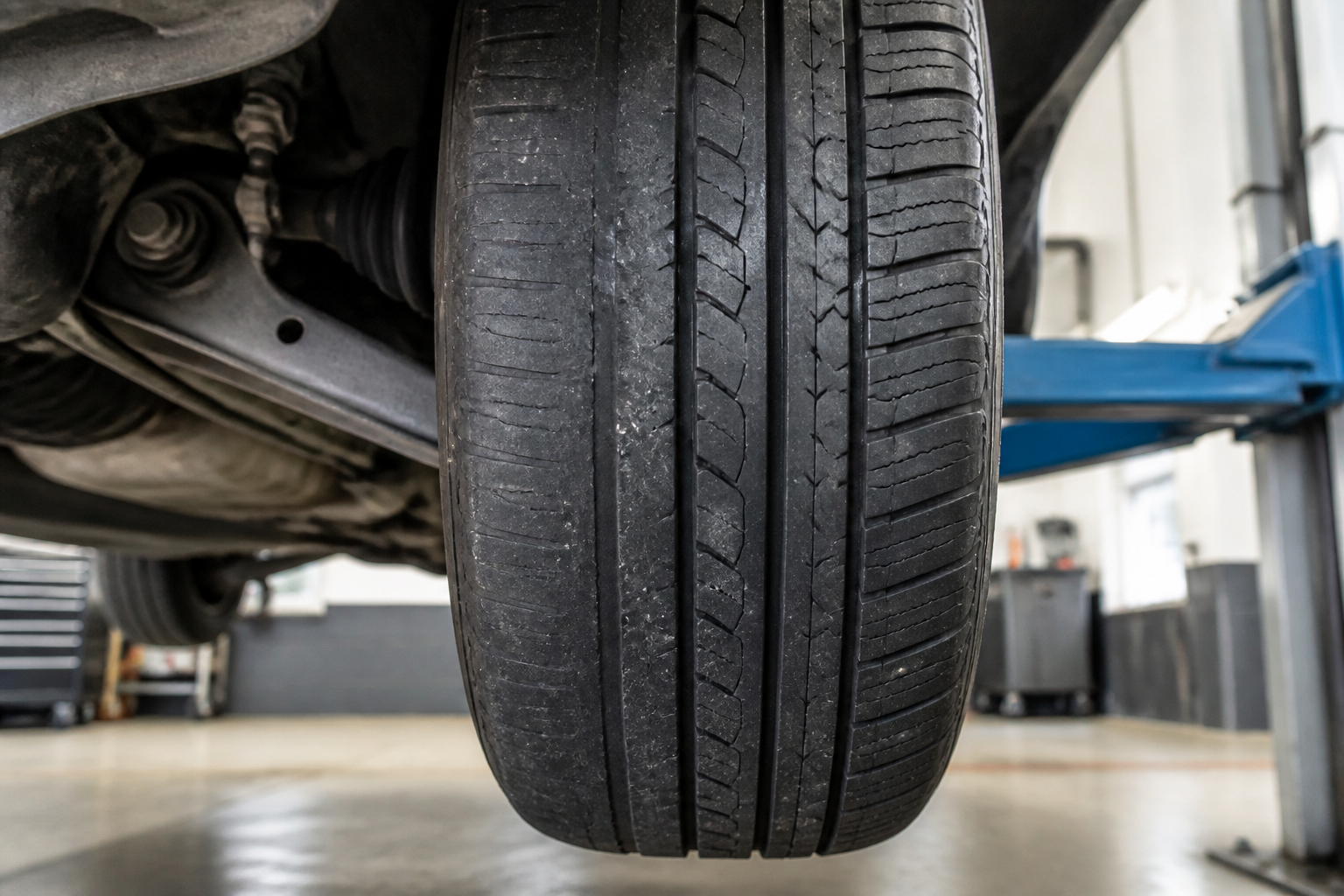 Autoreifen einseitig an der Innenkante abgefahren