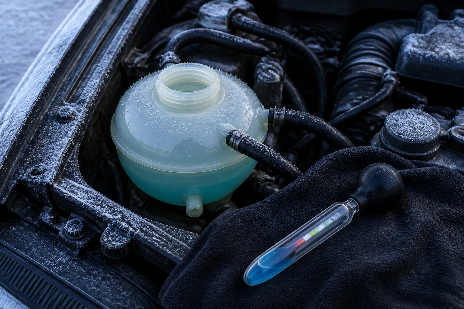 Frostschutz fürs Auto am kalten Motor kontrollieren