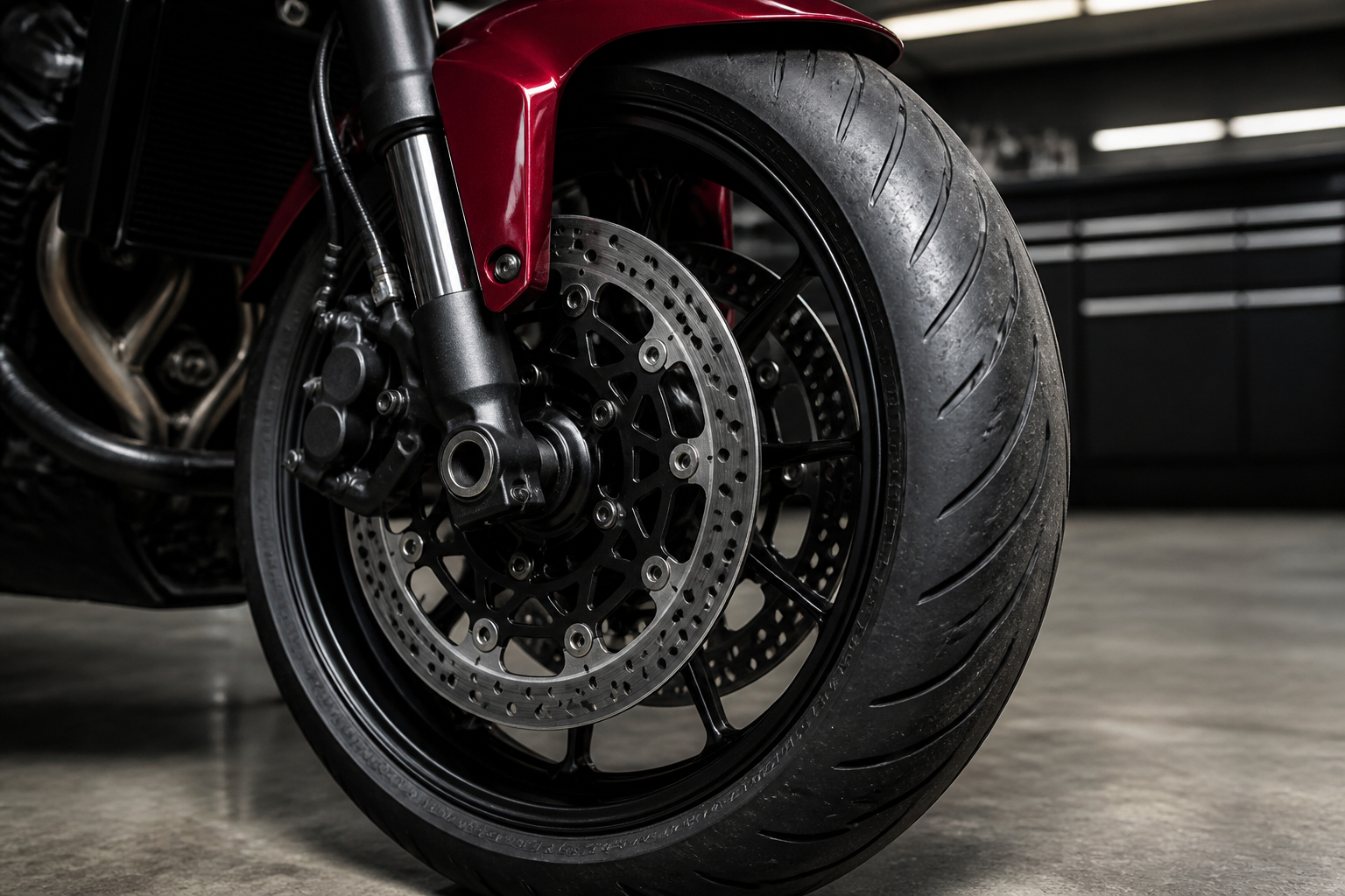 Reifen und Bremsanlage am Motorrad für die HU kontrollieren