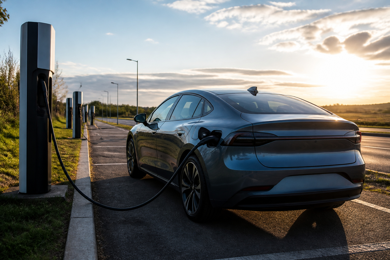 Langstrecke mit Elektroauto und geplanter Ladestation
