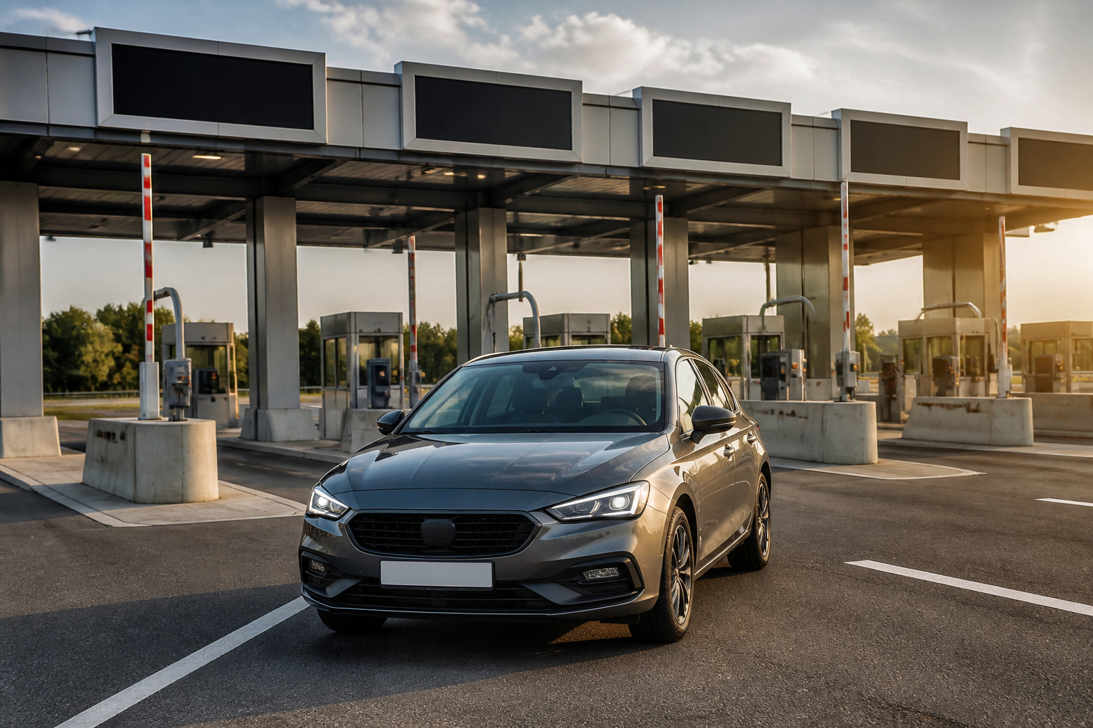 Mautstation in Europa mit elektronischer Spur und Kartenzahlung