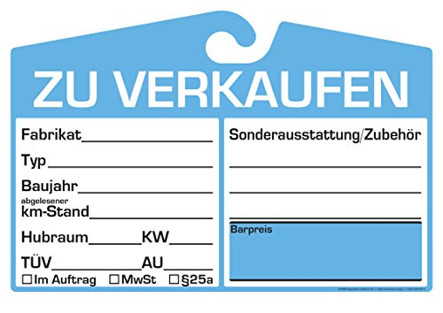 EICHNER 25x KFZ-Verkaufsschild