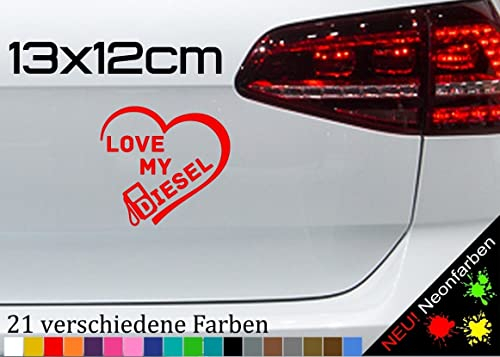 Love Diesel Aufkleber Herz Tanken Spritpreis Benzin LKW Kraftstoff Heart 13x12cm in 21 Farben