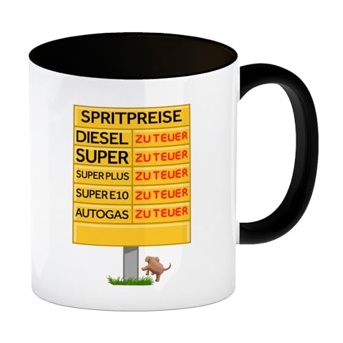 Spritpreise Anzeigetafel Kaffeebecher Schwarz für Autofahrer