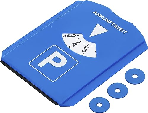 BGS DIY 80721 | Parkscheibe | mit Eiskratzer/Gummilippe und 3 Einkaufswagenchip | für Auto und Motorrad