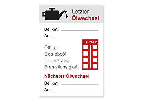 Aufkleber Ölwechsel KFZ Service