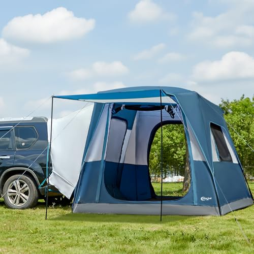 PORTAL Heckzelt 4-5 Personen 2 in 1 Auto Zelt mit Sonnensegel