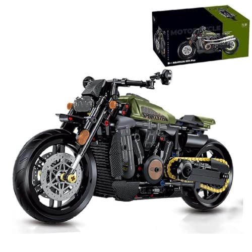 Technik Motorrad Bausteine, 634 Teile 1:8 Klemmbausteine Supermotorrad