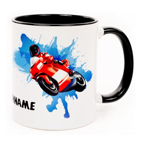 Motorrad Tasse mit Namen personalisiert