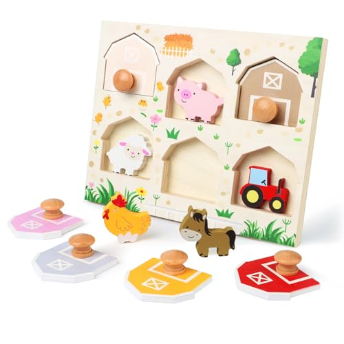 Nabance Holzpuzzle Montessori Spielzeug ab 1 Jahr