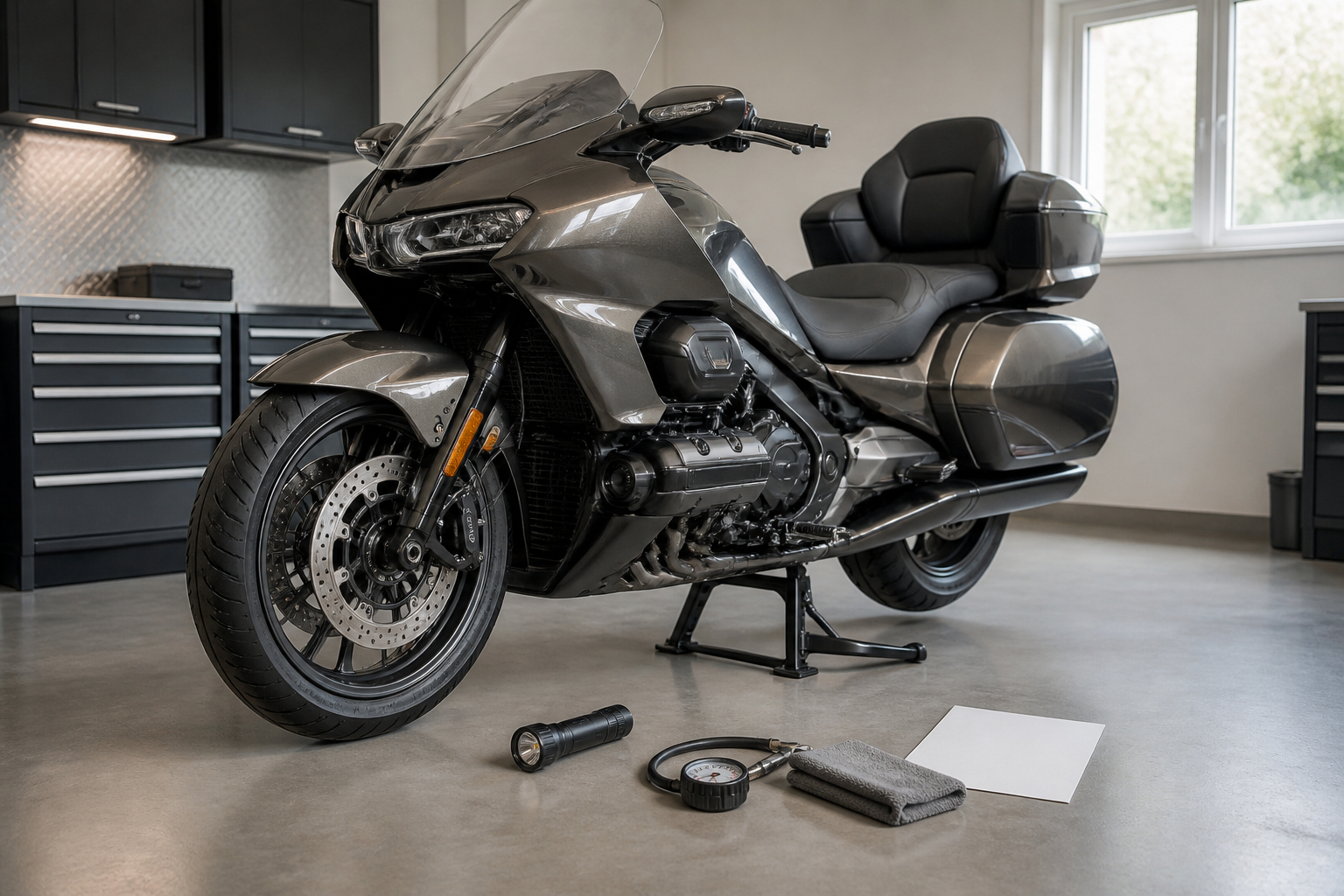 Motorrad für die Hauptuntersuchung mit Checkliste vorbereiten