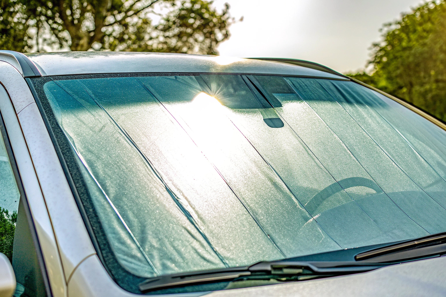 Sonnenschutz im Auto, der die Sonnenstrahlen abhält. Sonnenschutz für Autofenster