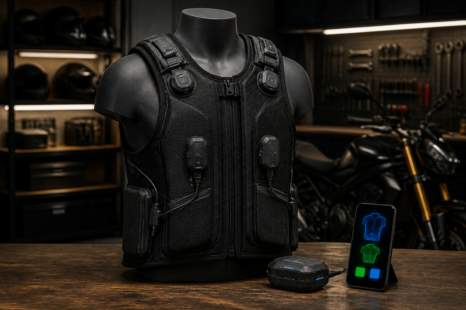 Elektronische Sensorik einer Motorrad-Airbagweste
