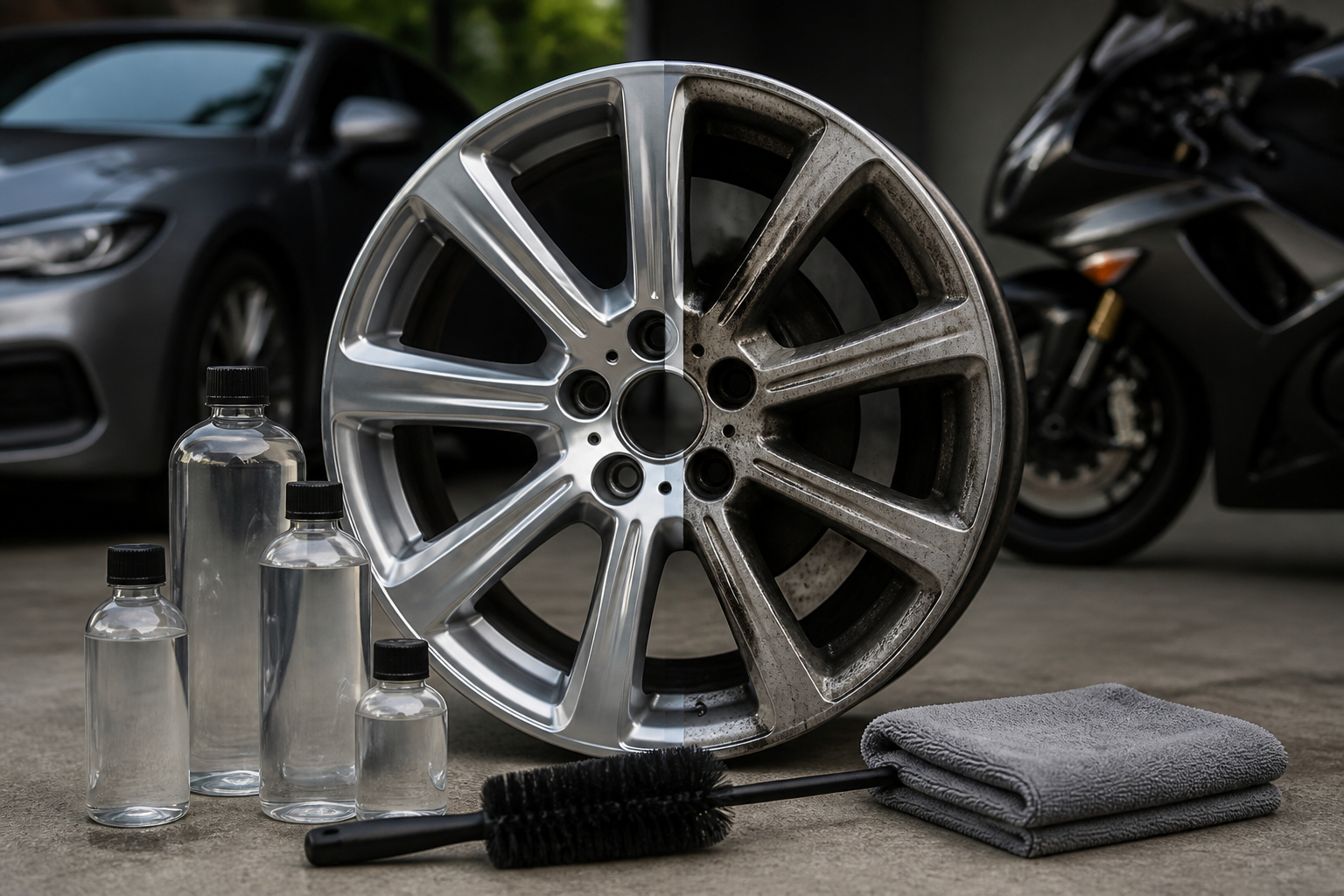 Felgenreiniger in verschiedenen Größen für Auto und Motorrad